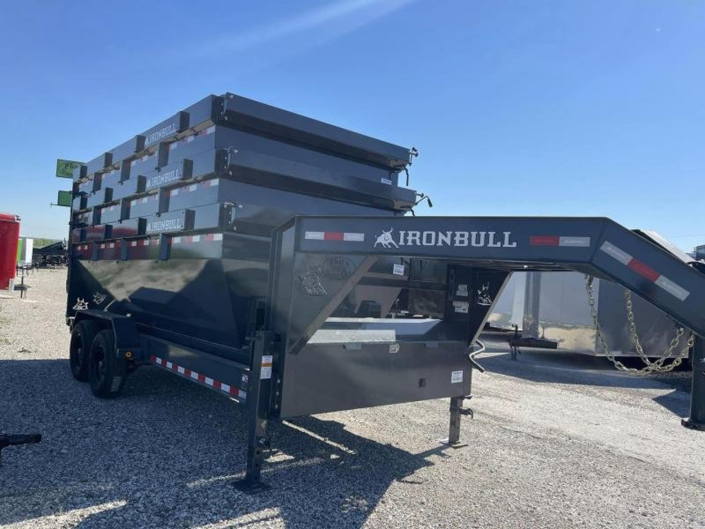 New Iron Bull 16' ROLL OFF DUMP TRAILERS GOOSENECK Dump Trailer WITH 3 BINS