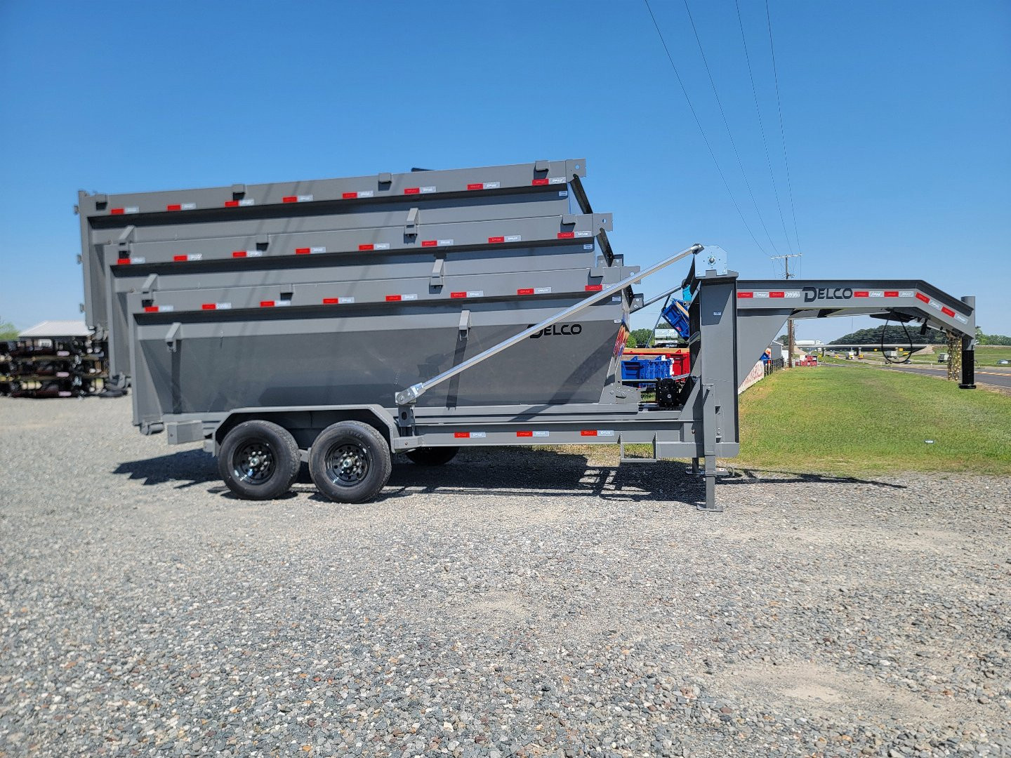 New 2025 Delco Trailers 16' x 83" Roll-Off Dump Trailer w/ 3 Bins