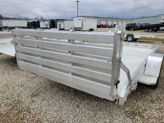 New 2026 Aluma 7814 Single Axle Bi-Fold Tailgate Slotted Rail Utility Trailer