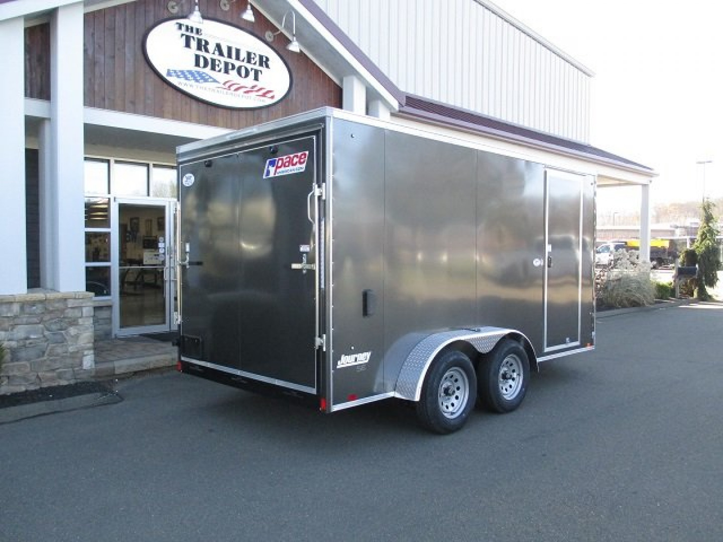 New Pace American 7' x 14' + V-Nose Enclosed Cargo Trailer with Ramp Door 7K