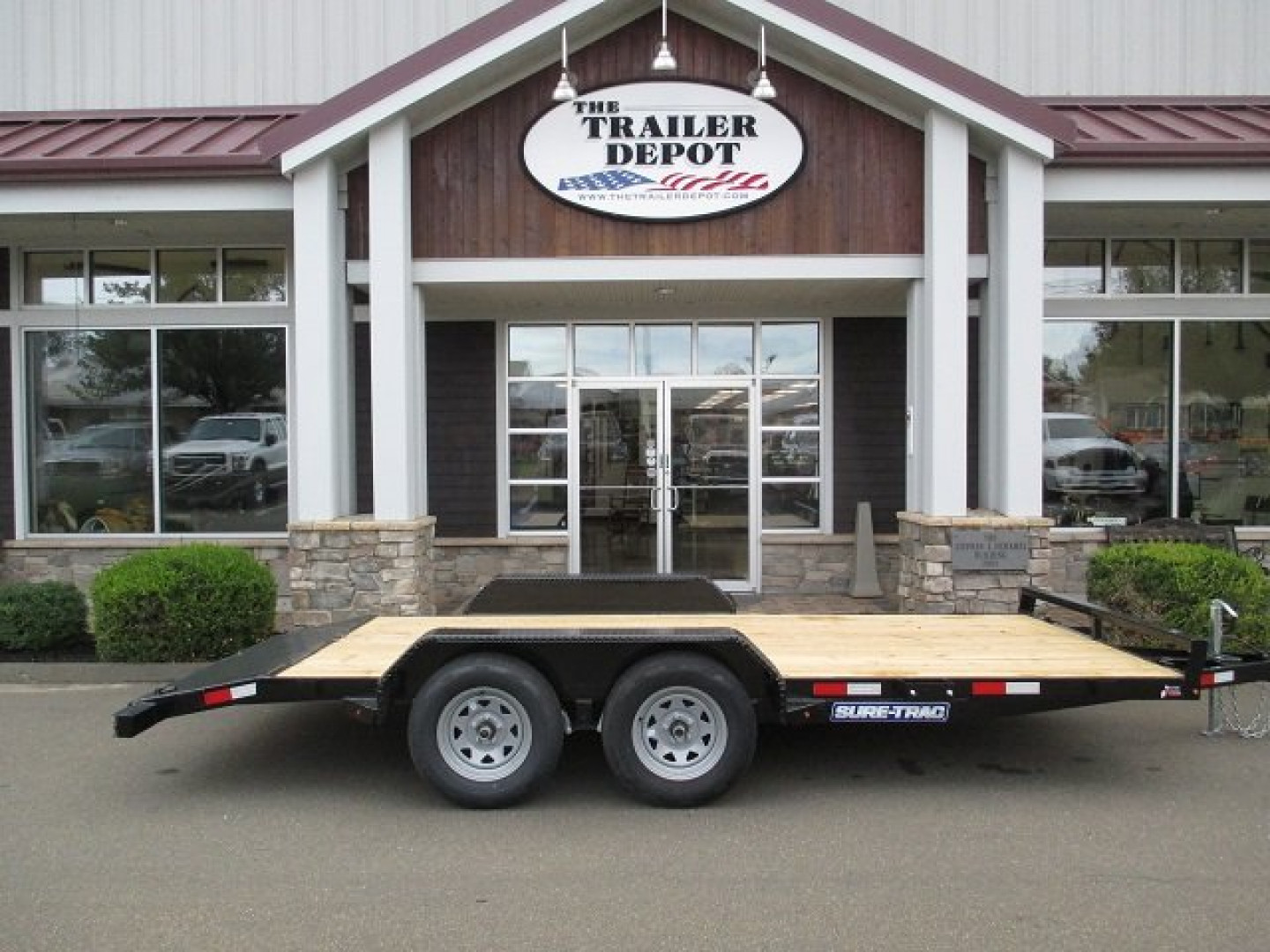 New Sure-Trac 6'10" x 16' Wood Deck Open Car Hauler 7K