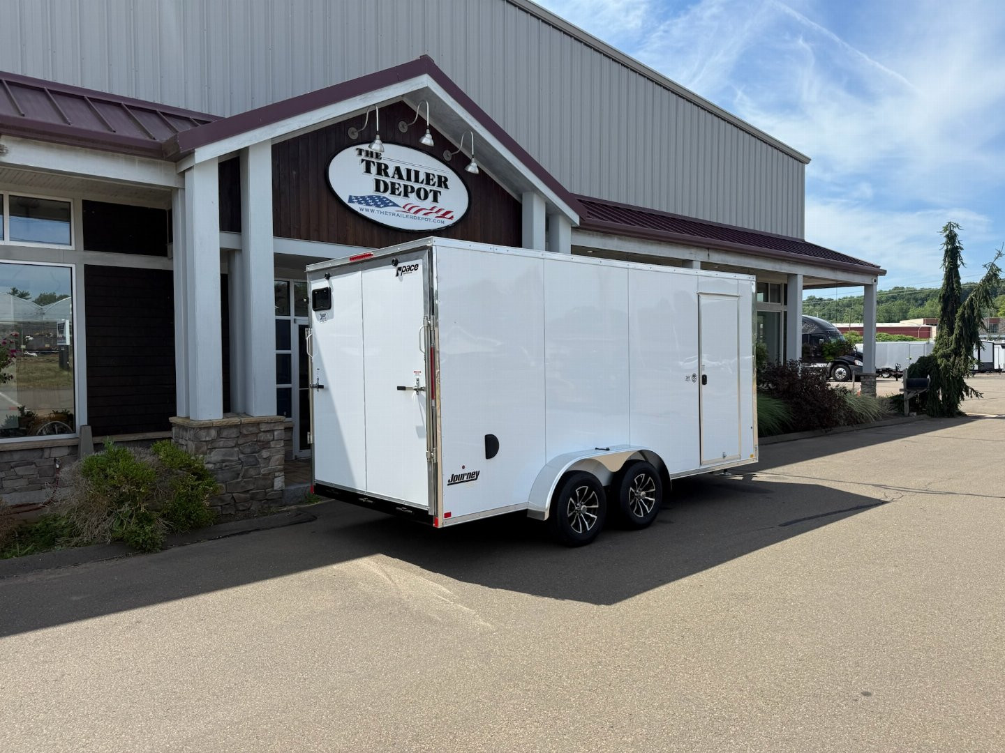 New Pace American 7' x 16' + V-Nose Enclosed Cargo Trailer with Ramp Door 7K