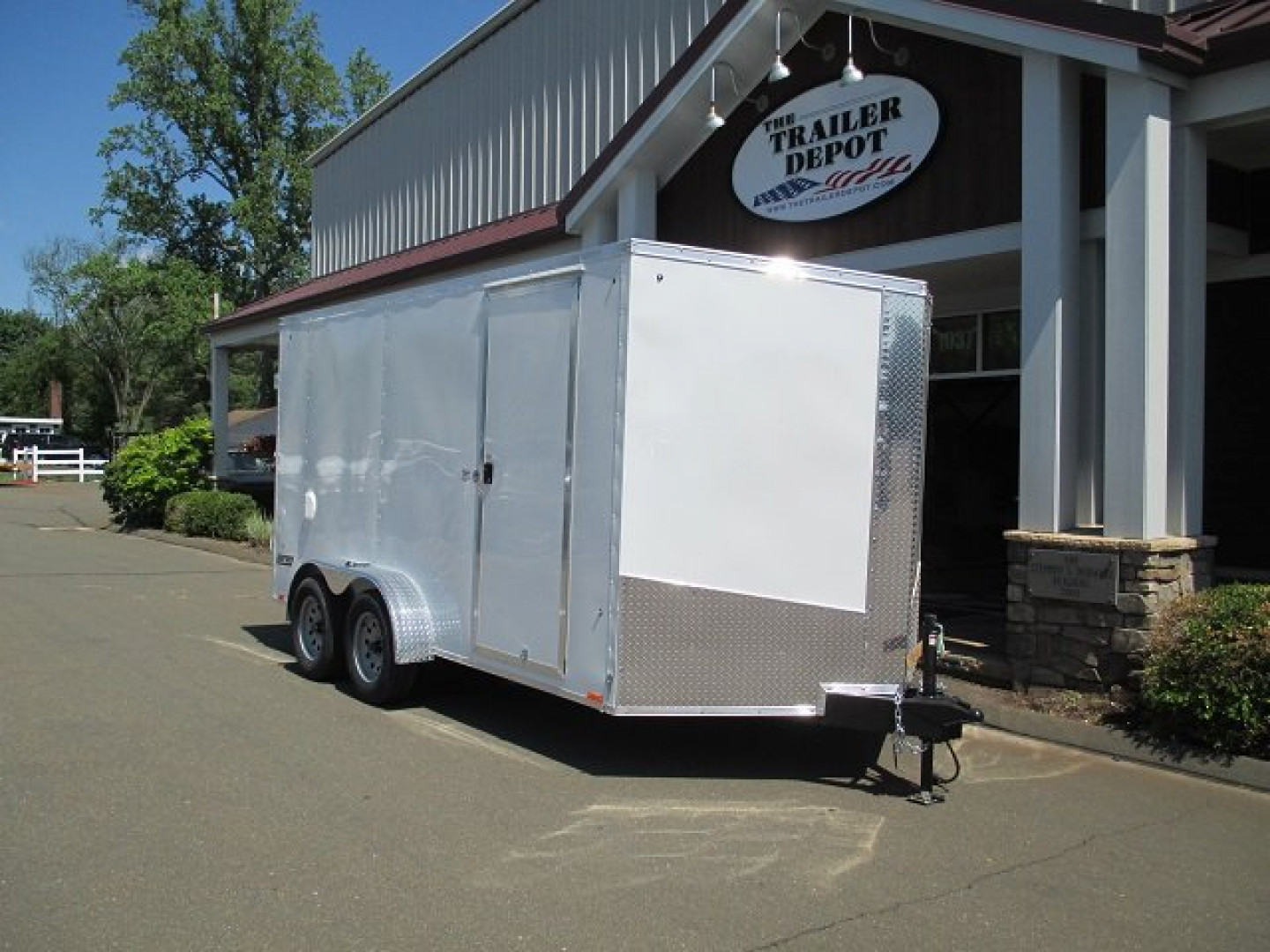 New Pace American 7' x 14' + V-Nose Enclosed Cargo Trailer with Barn Doors 7K