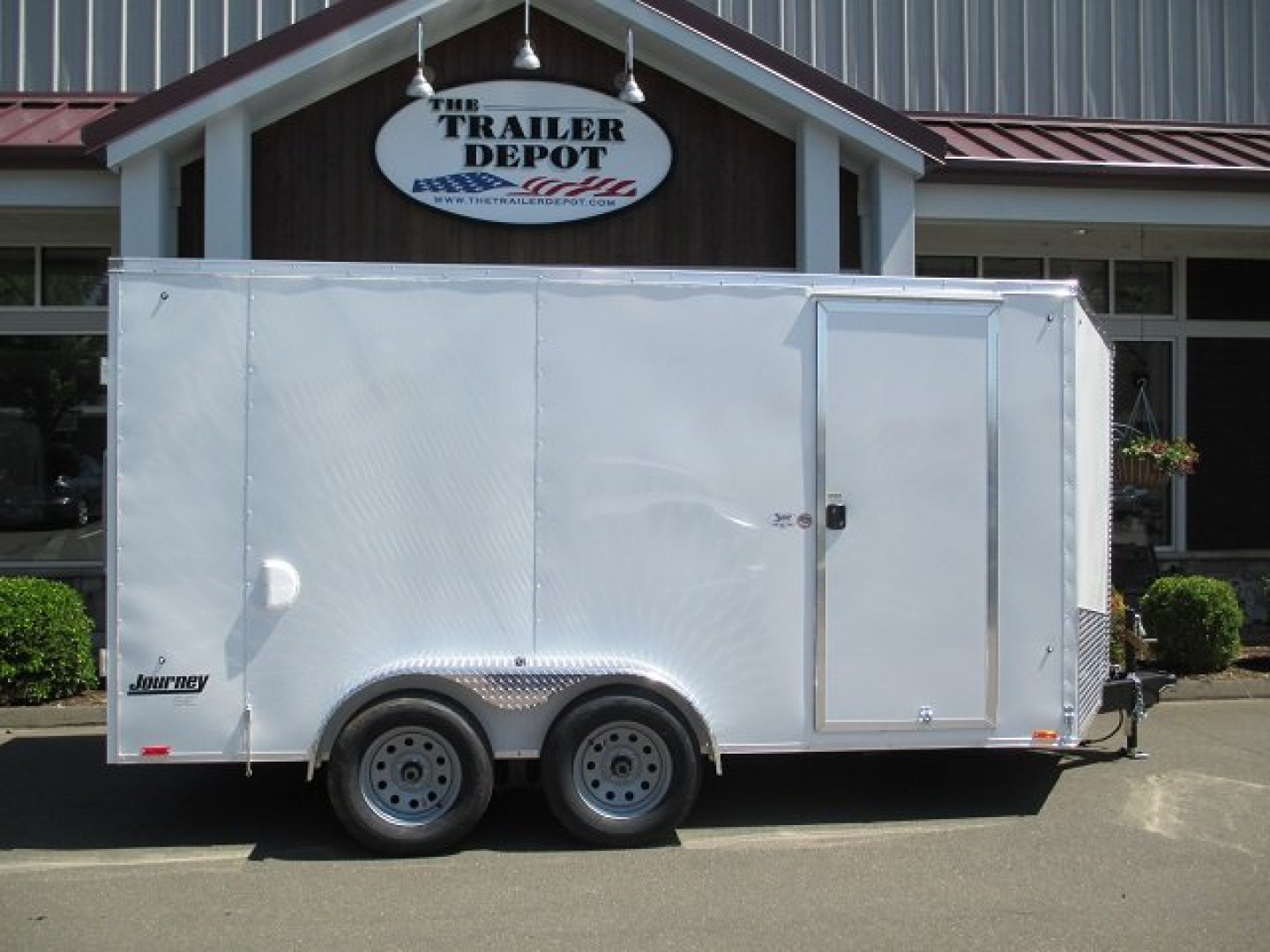 New Pace American 7' x 14' + V-Nose Enclosed Cargo Trailer with Barn Doors 7K