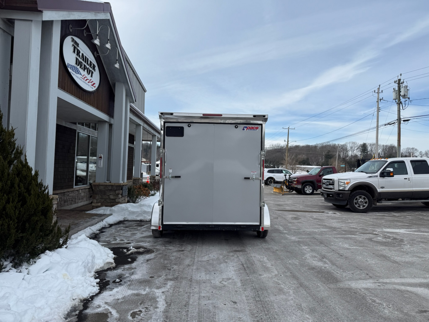 New Pace American 7' x 12' + V-Nose Enclosed Cargo Trailer with Ramp Door 7K