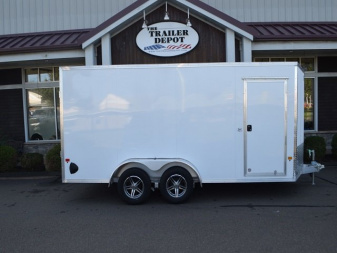 New EZ HAULER 7′ X 16′ + V-NOSE ENCLOSED CARGO TRAILER WITH RAMP DOOR 7K