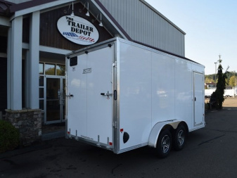 New EZ HAULER 7′ X 16′ + V-NOSE ENCLOSED CARGO TRAILER WITH RAMP DOOR 7K