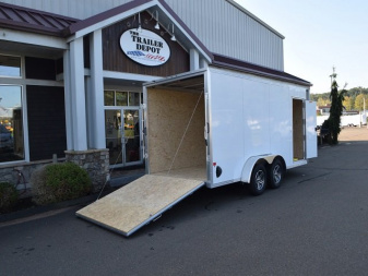 New EZ HAULER 7′ X 16′ + V-NOSE ENCLOSED CARGO TRAILER WITH RAMP DOOR 7K