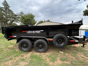 New 2025 TEXAS PRIDE TRAILERS DT7X14X2 Dump Trailer UPGRADES- 10K AXLES -12in CENTERS-3/16 TARP- SPARE