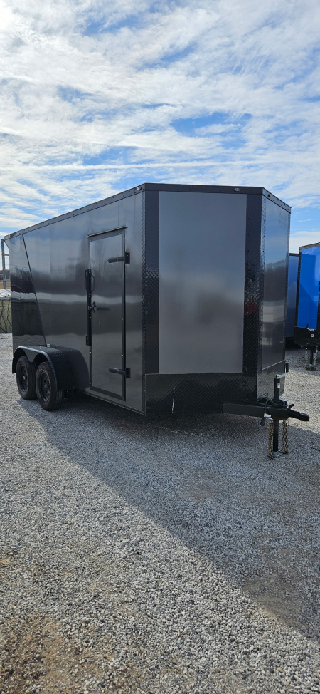 New 2025 FGT 7x14TA Cargo / Enclosed Trailer - BLACKOUT PACKAGE -TWO-TONE-SCREWLESS EXTERIOR-REAR SPOILER
