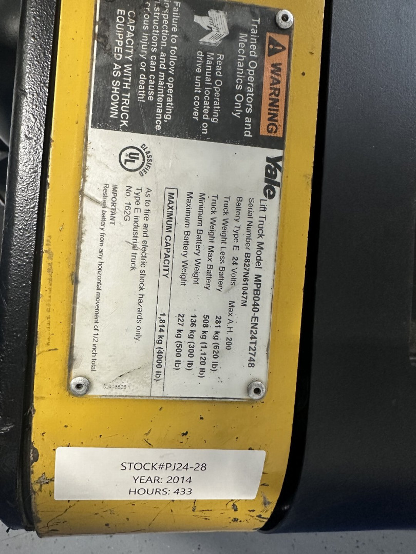 Used 2014 PALLET JACK YALE