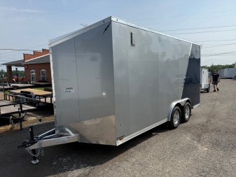 New 2025 Lightning 8.5 x 16 Enclosed All Aluminum Car Hauler with Ramp 7K GVW 7ft Interior Height