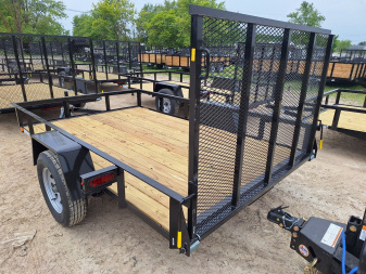 New 2025 AMO 76x10 Lowside Landscape Trailer W/ Led Lights and Spring Assist Gate