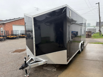 New 2025 Lightning 8.5 x 18 Enclosed All Aluminum Car Hauler with Ramp 7K GVW 7ft Interior Height