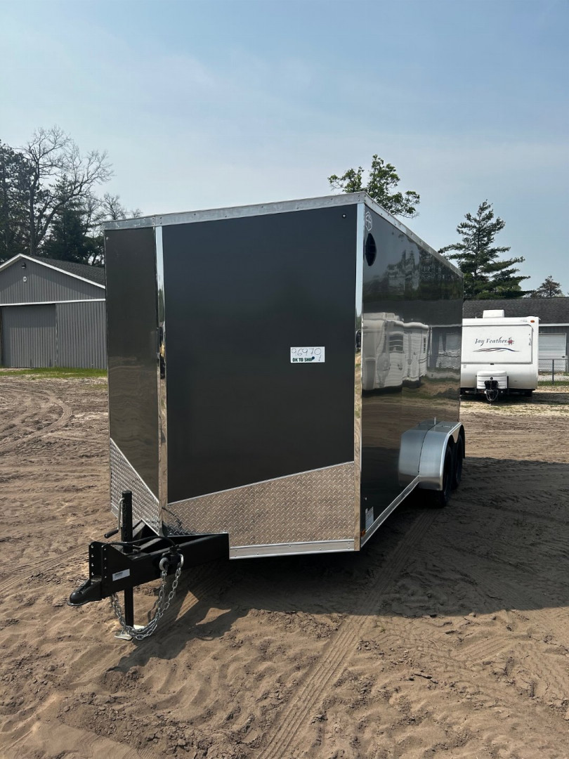 New 2025 US Cargo 7X16 CHARCOAL W/RAMP 7FT INTERIOR Cargo / Enclosed Trailer