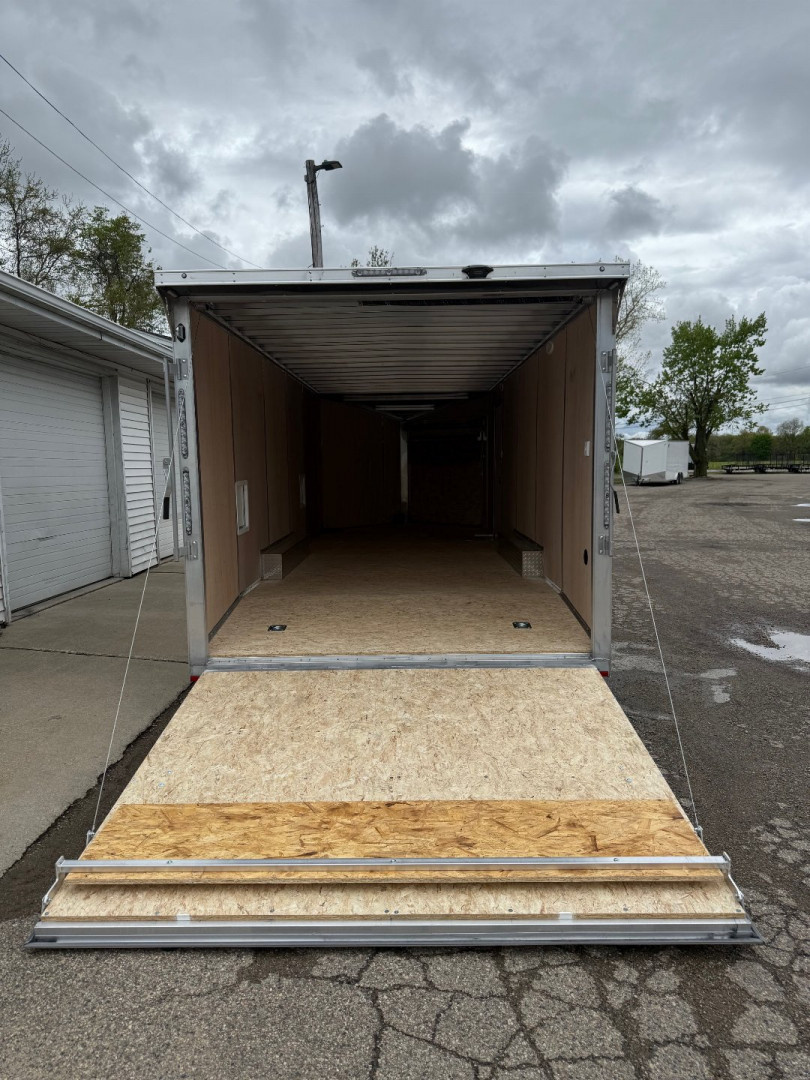 New 2025 Lightning 8.5 x 22 Enclosed All Aluminum Car Hauler with FRONT Ramp 10K GVW 6ft 6in Interior Height - SALE UNIT steel rims