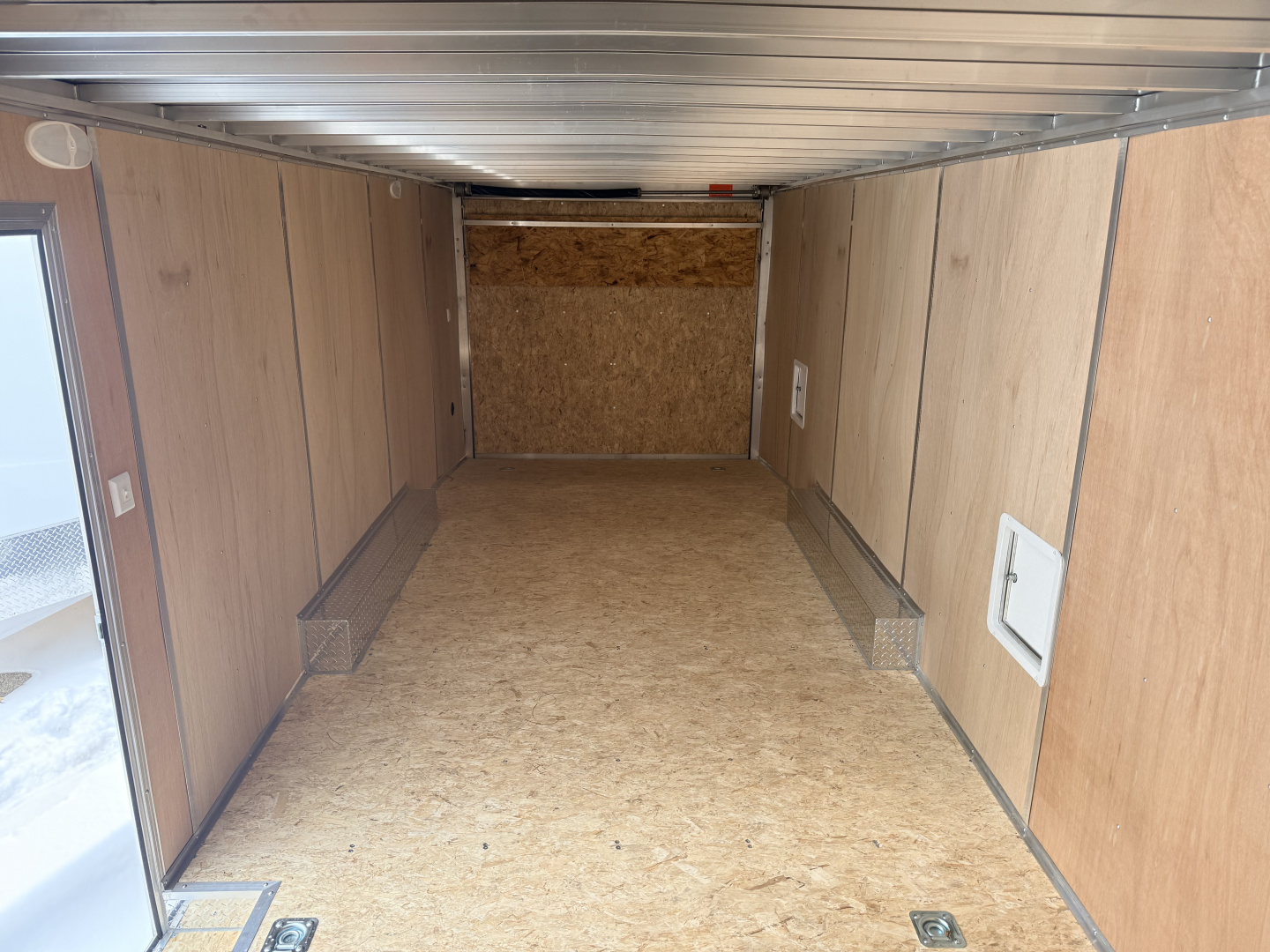 New 2025 Lightning 8.5 x 22 Enclosed All Aluminum Car Hauler with FRONT Ramp 10K GVW 6ft 6in Interior Height - SALE UNIT steel rims