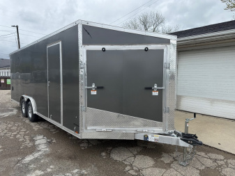 New 2025 Lightning 8.5 x 22 Enclosed All Aluminum Car Hauler with FRONT Ramp 10K GVW 6ft 6in Interior Height
