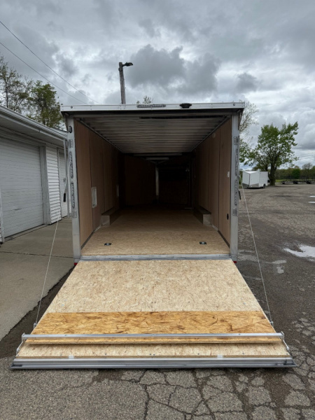 New 2025 Lightning 8.5 x 22 Enclosed All Aluminum Car Hauler with FRONT Ramp 10K GVW 6ft 6in Interior Height - SALE UNIT steel rims