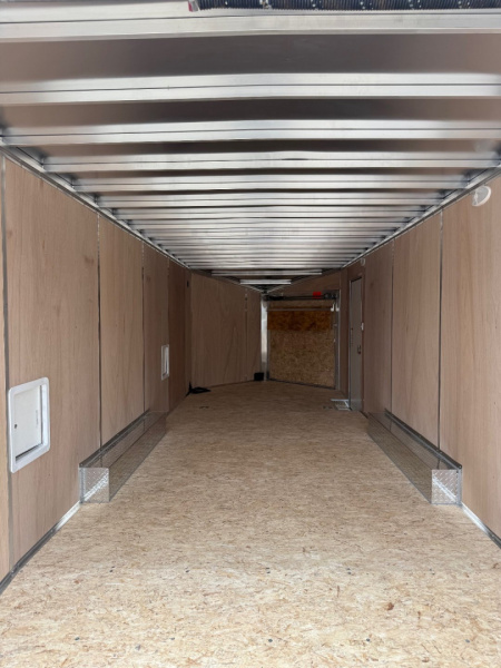 New 2025 Lightning 8.5 x 22 Enclosed All Aluminum Car Hauler with FRONT Ramp 10K GVW 6ft 6in Interior Height - SALE UNIT steel rims