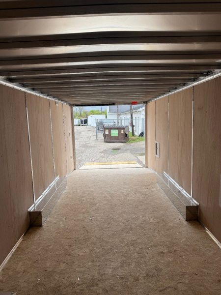 New 2025 Lightning 8.5 x 22 Enclosed All Aluminum Car Hauler with FRONT Ramp 10K GVW 6ft 6in Interior Height - SALE UNIT steel rims