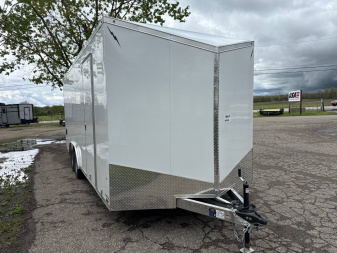 New 2025 Lightning 8.5 x 20 Enclosed All Aluminum Car Hauler with Ramp 7K GVW 7ft Interior Height
