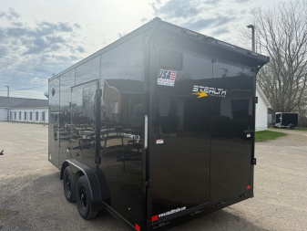 New 2025 Stealth 7.5 X 16 Enclosed Trailer with 7ft Interior with UTV Package - BLACK OUT PACKAGE