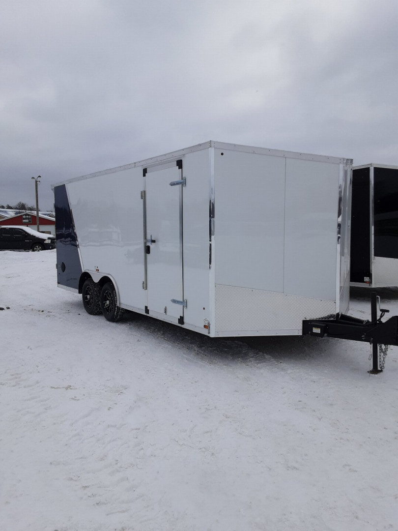 New 2025 US Cargo 8.5X18 white/ blue Cargo / Enclosed Trailer for