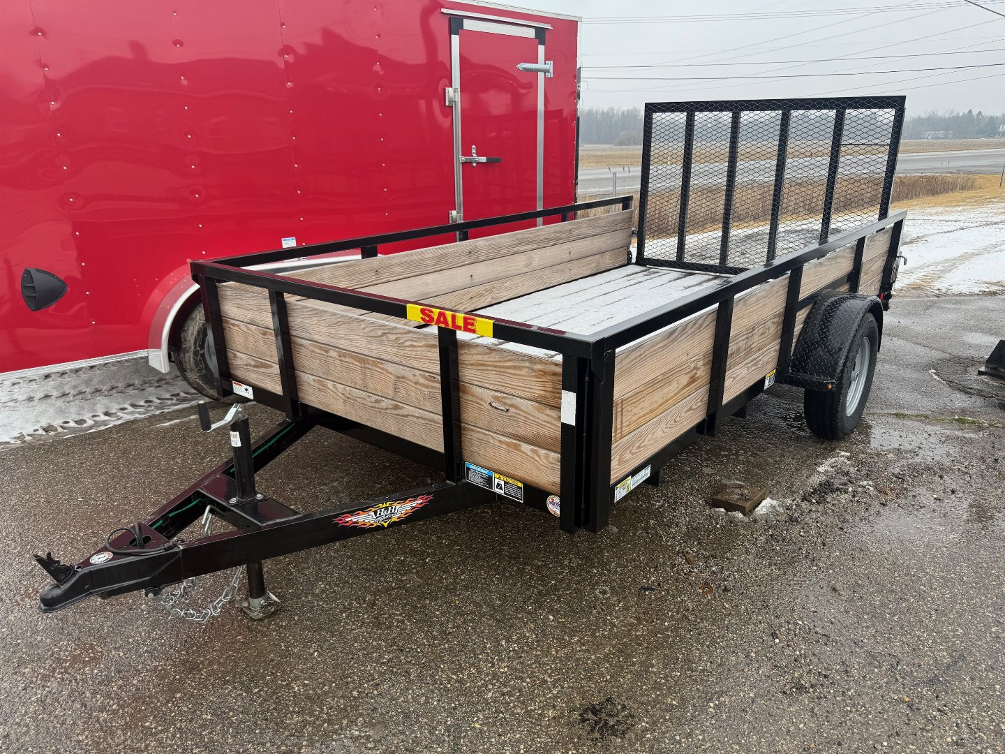 New 2023 H&H TRAILERS 76 X 12 3k Steel Landscape High side Trailer w/ Fold in Ramp
