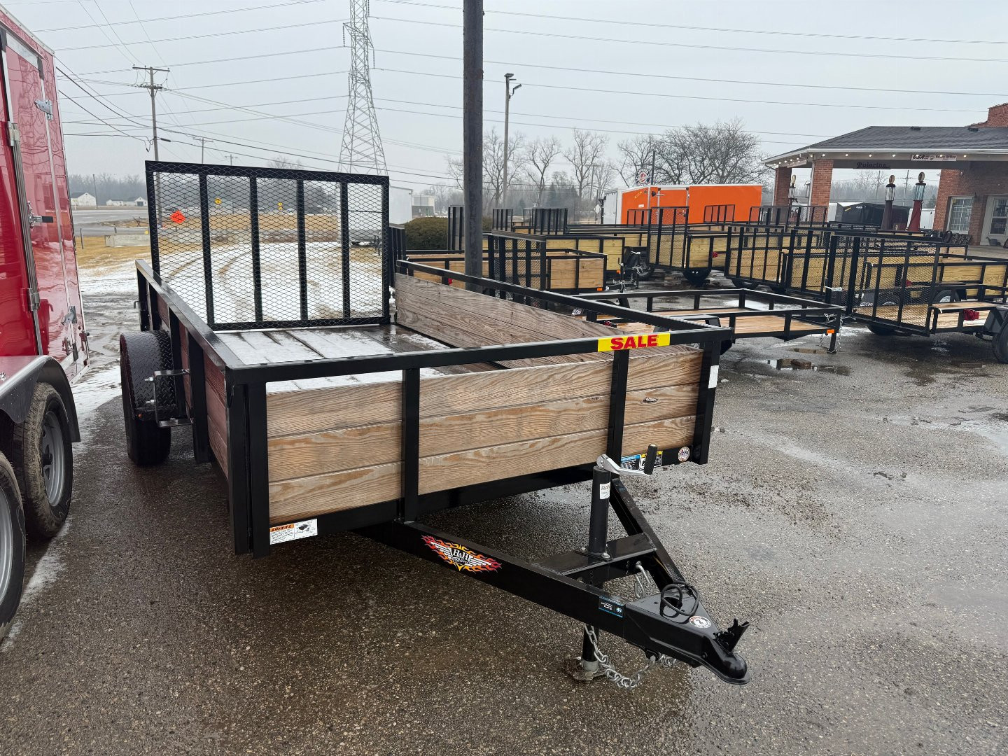 New 2023 H&H TRAILERS 76 X 12 3k Steel Landscape High side Trailer w/ Fold in Ramp