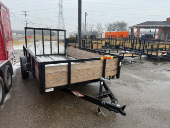 New 2023 H&H TRAILERS 76 X 12 3k Steel Landscape High side Trailer w/ Fold in Ramp