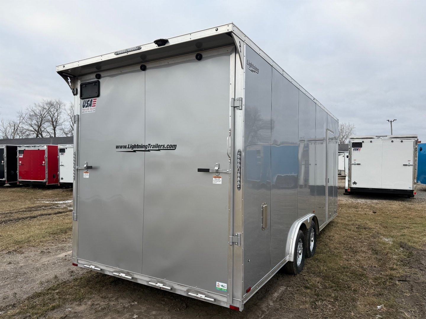 New 2025 Lightning 8.5 x 20 Enclosed All Aluminum Car Hauler with Ramp 7K GVW 7.5 Interior Height
