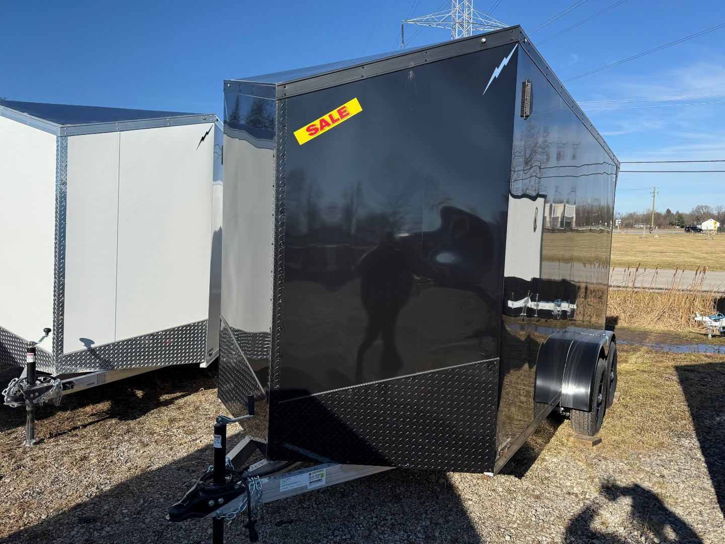 New 2025 LIGHTNING TRAILERS 7 X 14 ALL ALUMINUM Enclosed Trailer 7ft interior - Screwless - BLACK OUT Trim
