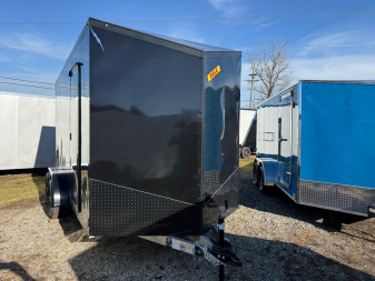 New 2025 LIGHTNING TRAILERS 7 X 14 ALL ALUMINUM Enclosed Trailer 7ft interior - Screwless - BLACK OUT Trim