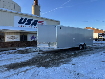 New 2025 Lightning Trailers 7x29 Aluminum 4-Place + 12 Snowmobile Trailer w/7ft Interior & Radar Pkg *Old Stock*