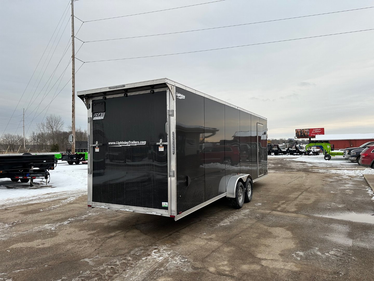 New 2025 Lightning Trailers 7x29 Aluminum 4-Place + 12 Snowmobile Trailer w/7ft Interior *OLD STOCK*