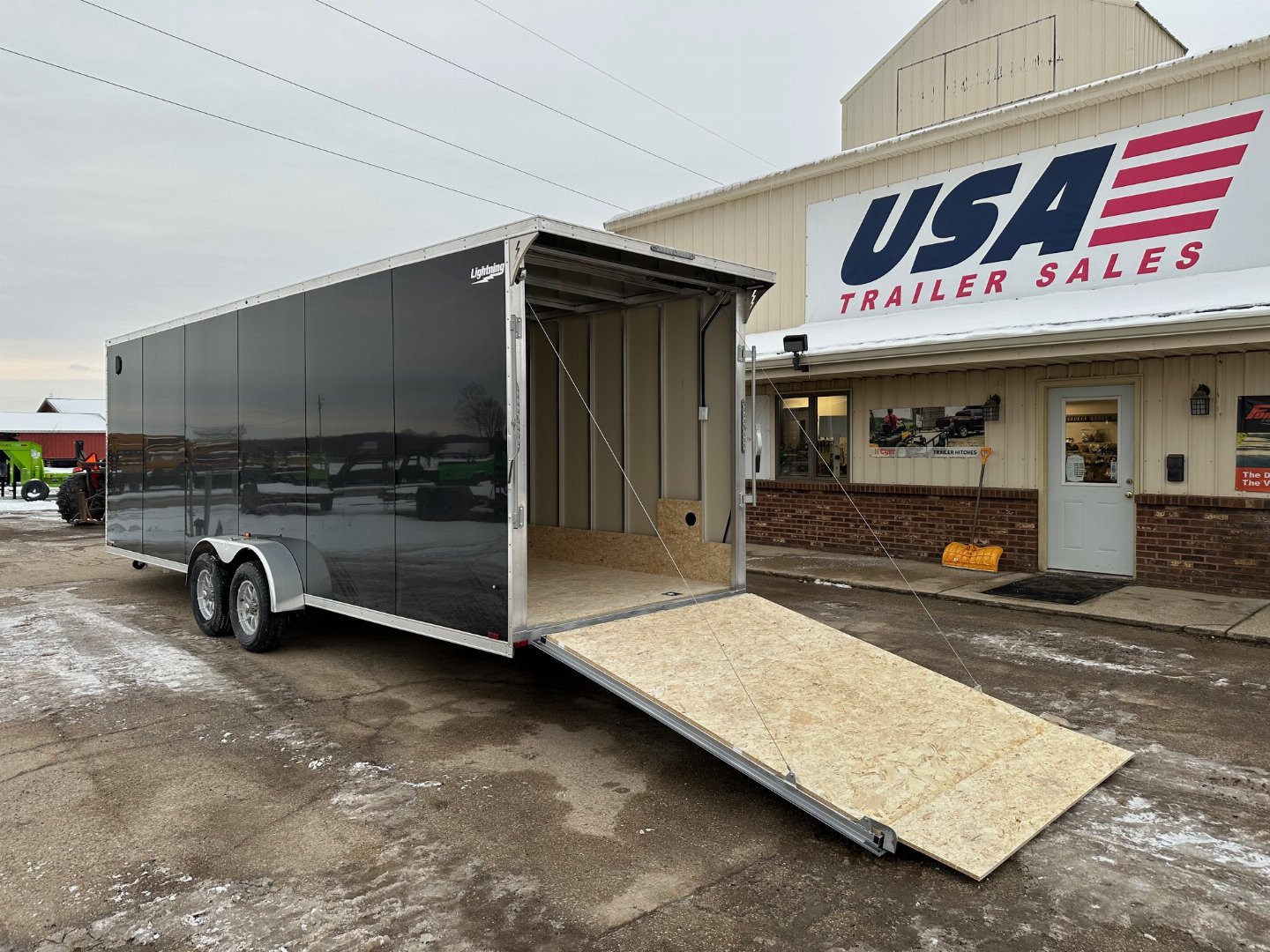New 2025 Lightning Trailers 7x29 Aluminum 4-Place + 12 Snowmobile Trailer w/7ft Interior *OLD STOCK*
