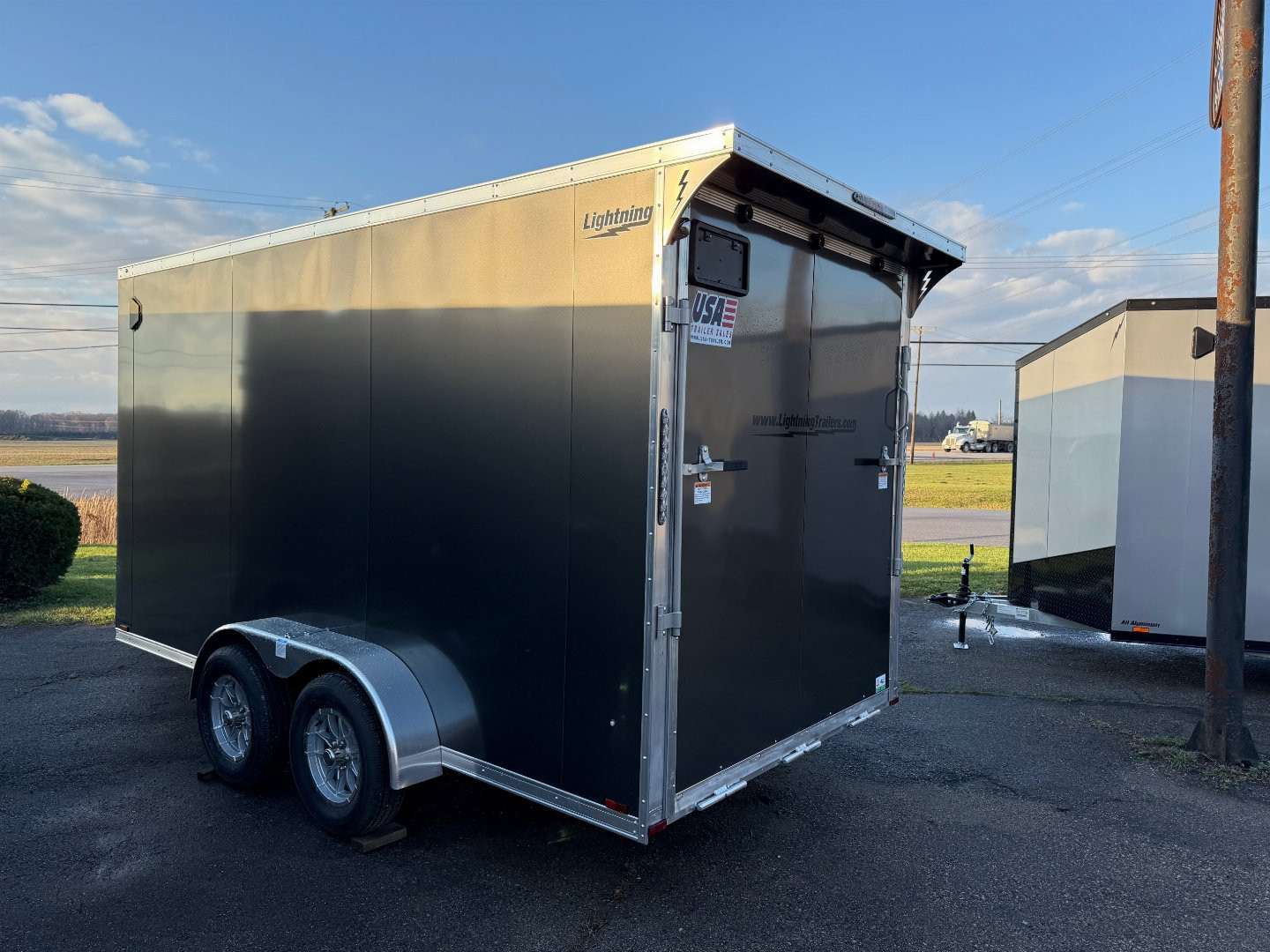 New 2025 Lightning 7 X 19 Lightning 2 Place Enclosed Snowmobile Trailer with 7ft Interior