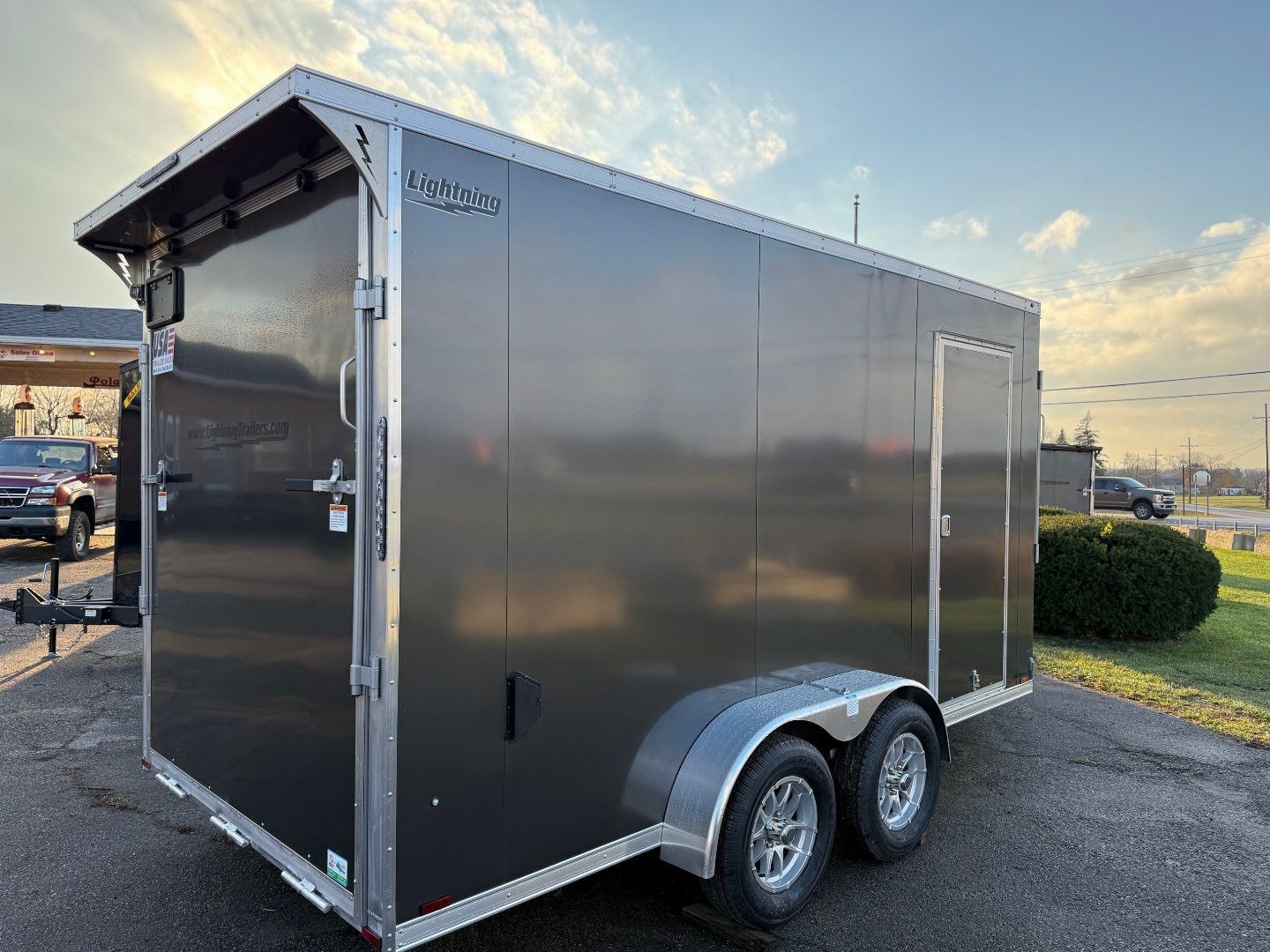 New 2025 Lightning 7 X 19 Lightning 2 Place Enclosed Snowmobile Trailer with 7ft Interior