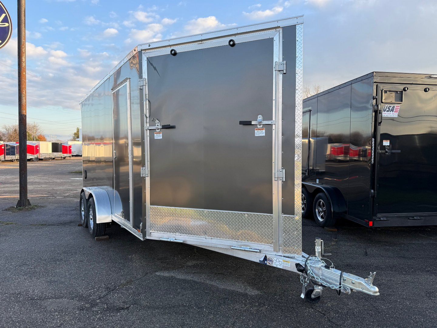 New 2025 Lightning 7 X 19 Lightning 2 Place Enclosed Snowmobile Trailer with 7ft Interior