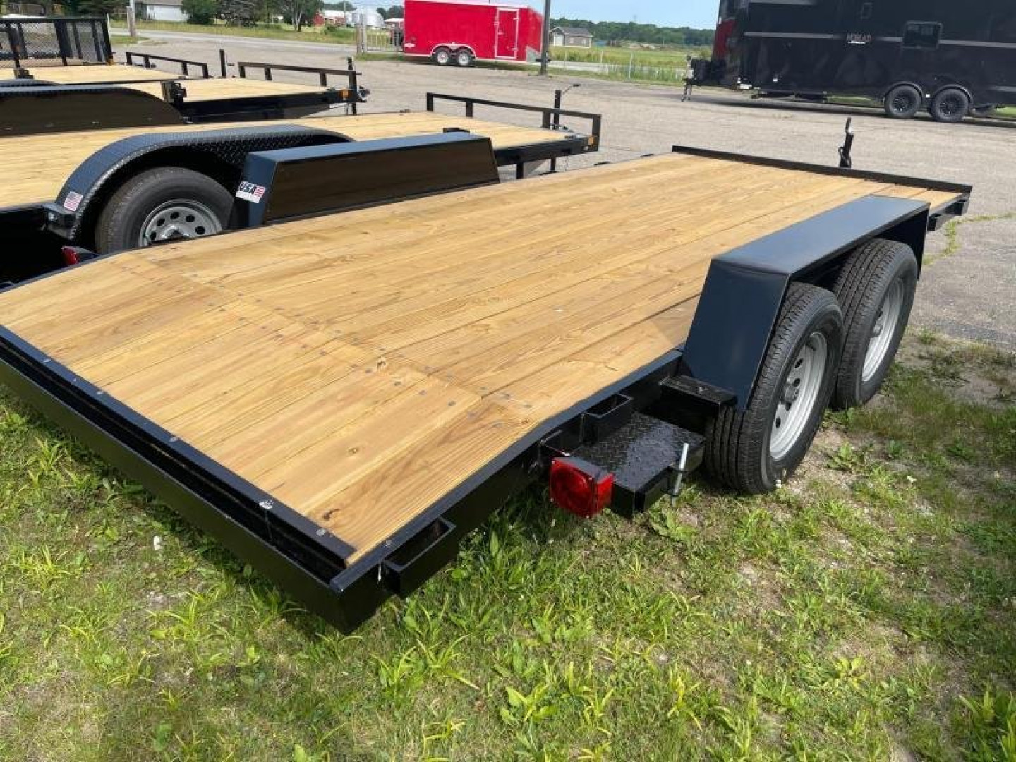 New 2026 AMO 16ft Wood Deck Car Hauler Trailer w/ 2 Axle Brake Car Hauler