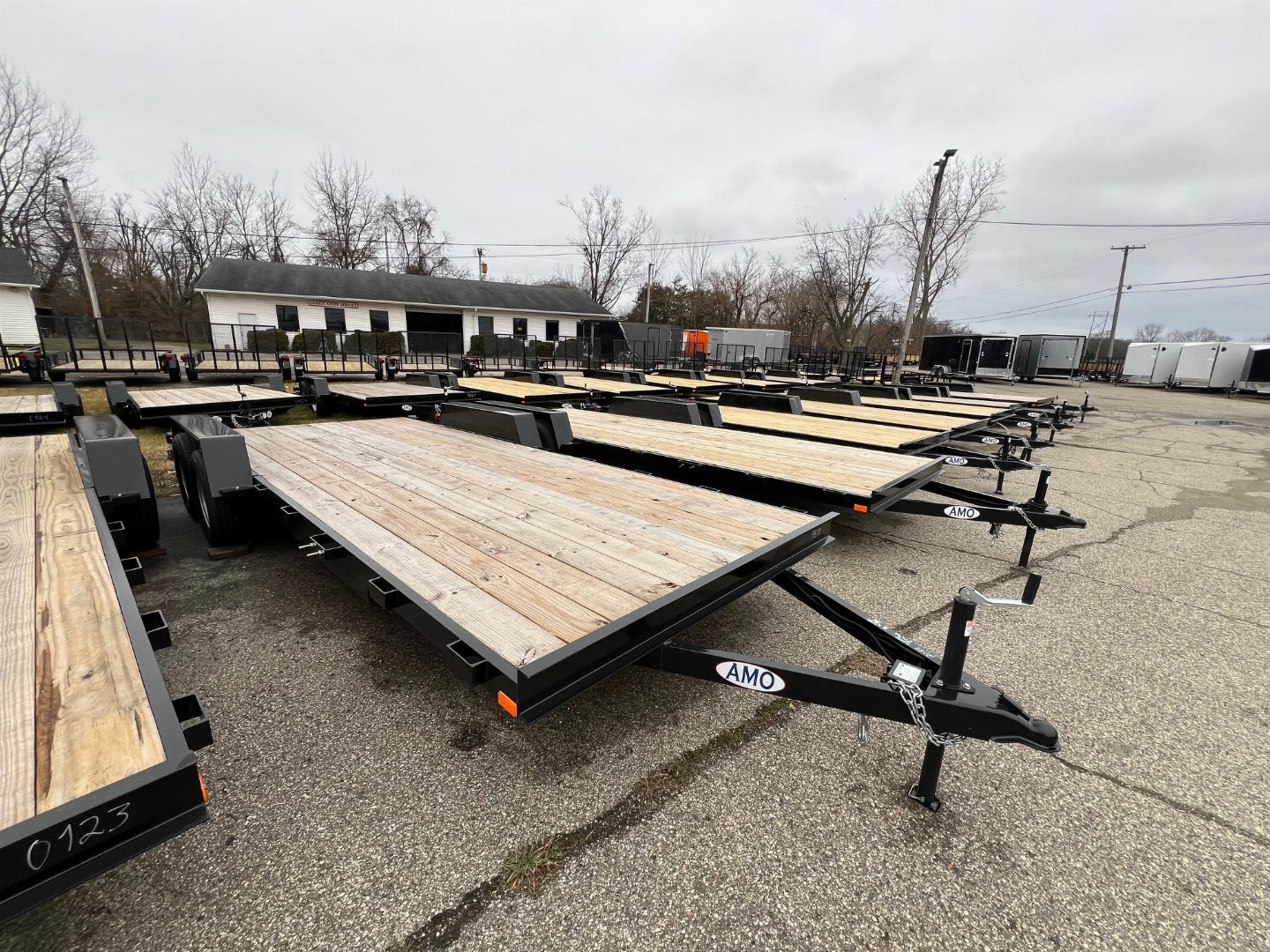 New 2026 AMO 18ft Wood Deck Car Hauler Trailer w/ 2 Axle Brake Landscape Trailer