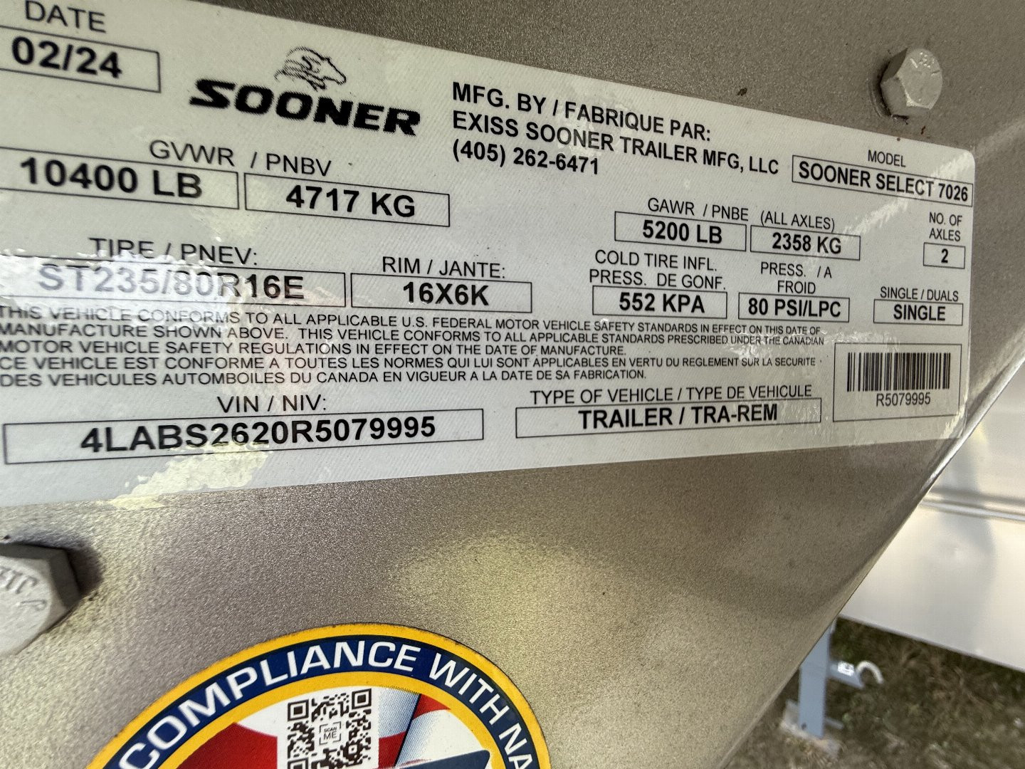 New 2024 Sooner Select 7026