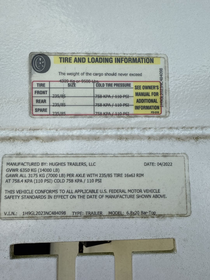 New 2022 HUGHES LIGHT TRAILER
