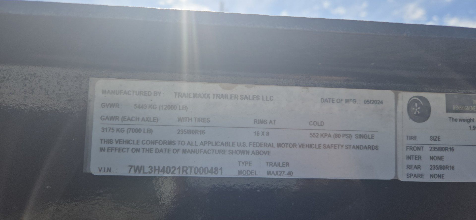 Used REPO 2024 Trail Maxx MAX27-40 Flatbed Trailer