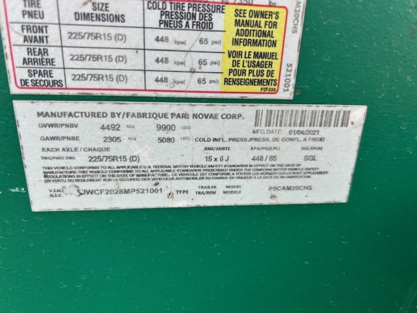 Used 2021 Novae Corp 20' Car Hauler