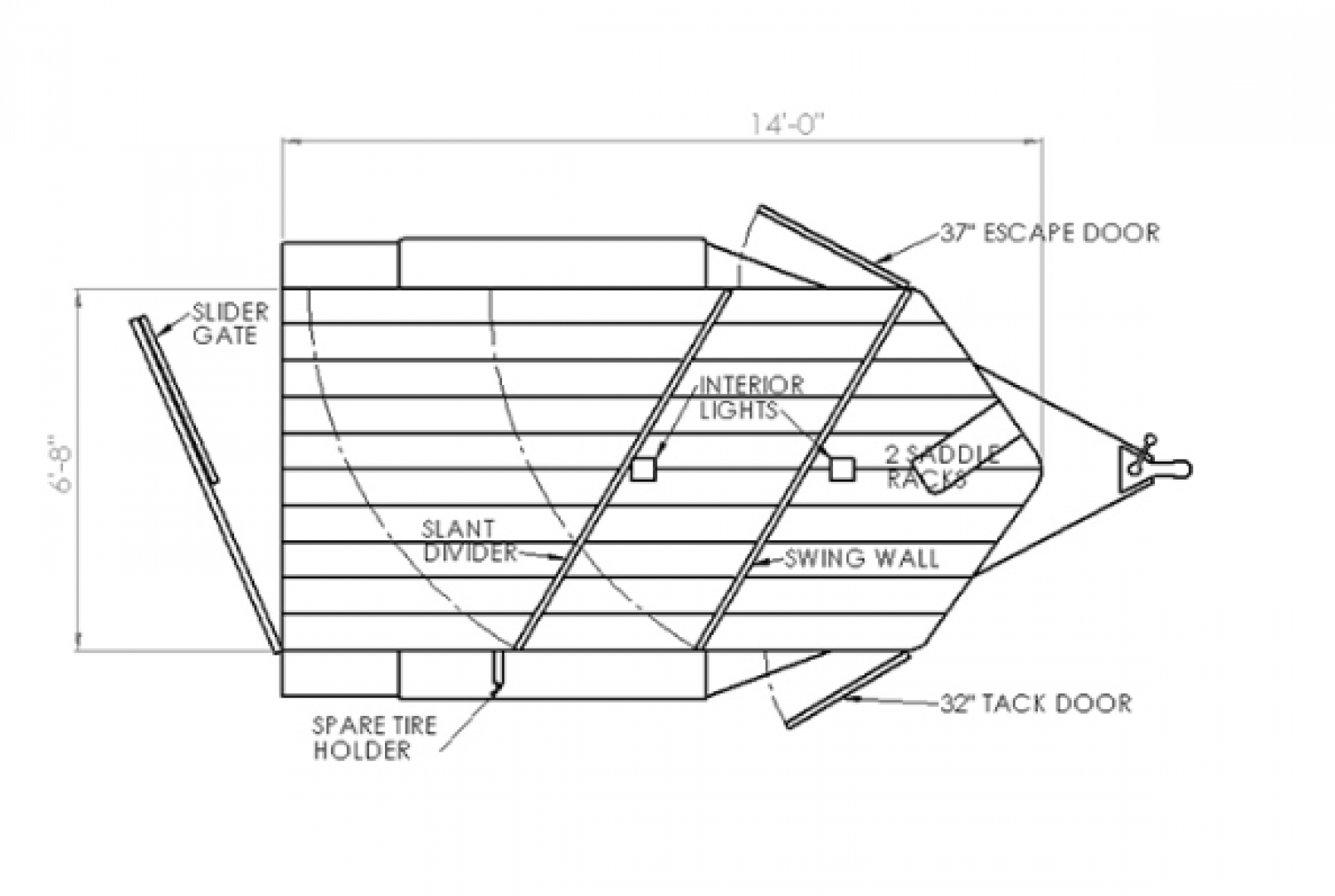 New 2025 VALLEY TRAILERS 2 Horse Economy Slant 14' x 6'8" x 7' (2800) Stock / Stock Combo Trailer