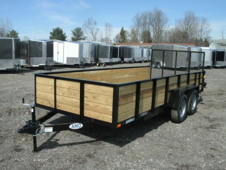 New 2026 AMO 76  x 16 Tandem UT Highside w/ Brake & Wrapped Tongue Utility Trailer