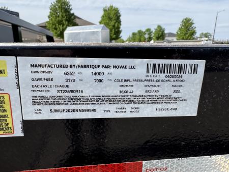 New 2024 H&H Trailers 20' Trailer 14K (H8220IL-140) Equipment Trailer