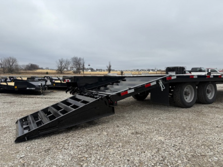 New 2026 H&H Black 102”x20’+5’ 22.5k HD Low Profile Dovetail Super Deluxe Ramps Deckover Trailer